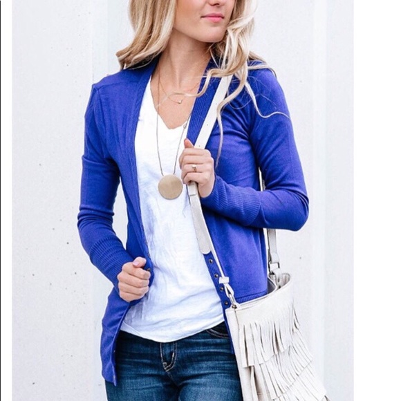 BEST SELLING ✨ DENIM BLUE SNAP BUTTON CARDIGAN - Picture 2 of 5